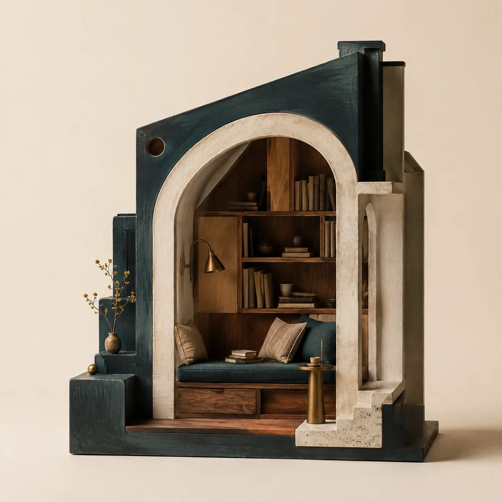 Architectural still life accompanying questions and publisher contact